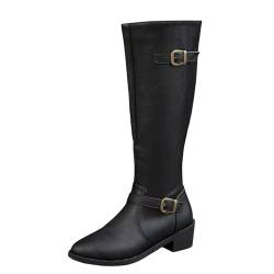 Damen Kurze Gummistiefel - Leder Cowboy Boots Stiefeletten Traillaufschuhe wanderschuhe Schnüren Knöchel Outdoor, Herbst Winter Breite Füße Warme Thermostiefel erhältlich für normale und breite Waden von HUyydza