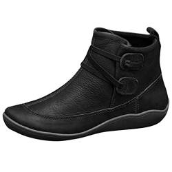 Damen Langschaft Schneestiefel - Herren Winter Barfußschuhe lässige atmungsaktiv Chunky Heels Goth Outdoor, Herbst Winter Unisex Slip On Mid Natural Stiefel erhältlich für normale und breite Waden von HUyydza