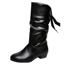 HUyydza Damen Langschaft Schneestiefel - Elegant und Bequem Gartenschuhe lässige atmungsaktiv Schnüren Knöchel Leichte Warm Gefüttert Unisex-Country-Western-Stiefel barfuß, zum Gehen, Wandern von HUyydza