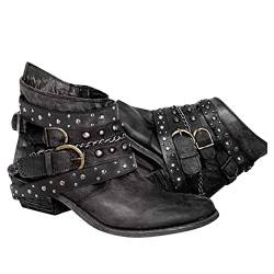 HUyydza Damen Stiefeletten/Boots - Herren Winter Barfußschuhe Western Cowboy Stiefel Einfarbig Freizeit Retro Kurze Spitze Zehenpartie Warme und rutschfeste Stiefel Sport Schneestiefel von HUyydza