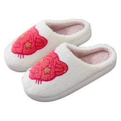 HUyydza Hausschuhe Damen Für Winter - Hausschuhe Damen Fell Pantoffeln Flauschige Schlappen Für Damen Winter Warm Badeschuhe Flache Hüttenschuhe Kuschelige Plüsch Slippers Frottierslipper Hausschuhe von HUyydza