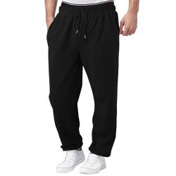 HUyydza Herren Leinenhose Lang - Herren Leinenhose mit Kordelzug Freizeithose Herren Breite Hosen Einfarbiges Lang Leicht Atmungsaktiv Einfarbig Jogginghose für Urlaub Strand Alltag von HUyydza