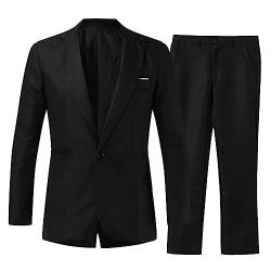 HUyydza Herren Zwei Stück Leinen Anzug - Leinen Anzug Zwei Knopf Business Leinen Blazer Hosen Anzüge Set Business Klassische Blazer Jacke und Hose Abendessenanzug von HUyydza