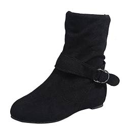 HUyydza Langschaft Stiefel Damen - Stiefel with Side Reißverschlusspers Western Cowboy Stiefel Chunky Heels Goth Mittlerer Absatz Warme und rutschfeste Stiefel erhältlich für Normale und breite Waden von HUyydza