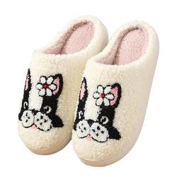 Hausschuhe Damen Für Winter - Haushaltsschuhe Memory Foam Plüschige Gemütliche Hausschuhe Bequeme Hüttenschuhe Für Winter Geschlossen Slippers Rutschfeste Flache Slippers Frottierslipper Hausschuhe von HUyydza