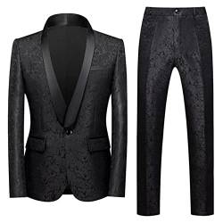 Herren Leinen Anzug 2-teilig - Retro Slim Fit Hochzeit Einfarbige Anzüge für Herren einreihig Solide Blazer Jacke Weste Hosen Büro Anzüge von HUyydza