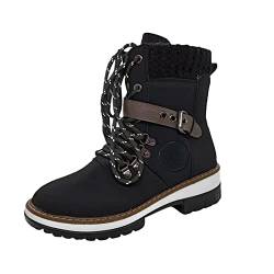 Langschaft Stiefel Damen - rutschfest Plateau Gummistiefel Winterschuhe Gefüttert Stylish Plateau Knöchel Mode Elegant Halbstiefel Robust Fashion cowboystiefel erhältlich für Normale und breite Waden von HUyydza