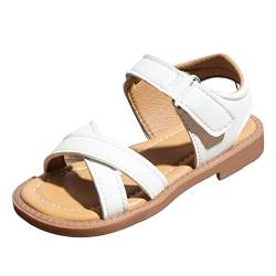 Sandalen Mädchen - Anti-Rutsch Flache Pu Leder Sandalen Festlich Kindersandalen Rutschfeste Sandales Sommer PU-Leder Blumen Sandaletten Klettverschluss und Glitzerstreifen Klein Kinder von HUyydza