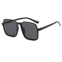 HVTVTLA Beliebte modische quadratische Sonnenbrille für Damen, Vintage, klassisch, orangefarbene Farbtöne, UV400, für Herren, trendige Sonnenbrillen, Schwarz, Schwarz, Einheitsgröße von HVTVTLA