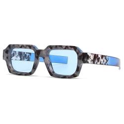 HVTVTLA Klassische quadratische Sonnenbrille für Damen und Herren, luxuriös, Vintage, trendige Sonnenbrille, beliebter zweifarbiger Punk-Fahrerschirm, Leopardenblau, Einheitsgröße von HVTVTLA