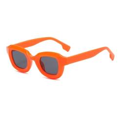 HVTVTLA Modische kleine quadratische Sonnenbrille für Damen, Farbverlauf, UV400, Retro-Sonnenbrille für Herren, trendige Punk-Sonnenbrille, Orange, Einheitsgröße von HVTVTLA