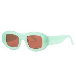 HVTVTLA Ovale Sonnenbrille für Damen, Bonbonfarben, UV400, Retro-Trends für Herren, Grün, Rot, Tee, Einheitsgröße von HVTVTLA