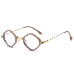 HVTVTLA Retro Kleine Polygon Quadratische Damen Sonnenbrille Mode Klar Ozean Farbverlauf Gläser Shades UV400 Männer Trendy Punk Sonnenbrille,Khaki klar,Einheitsgröße von HVTVTLA