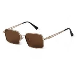 HVTVTLA Retro Quadratische Sonnenbrille Farbverlauf Metall Männer und Frauen Brille Klassische All-Match-Brille UV400-Schutz Sommer,C2,Einheitsgröße von HVTVTLA