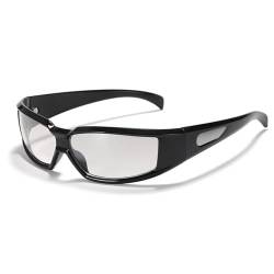 HVTVTLA Sonnenbrille mit silbernem Rahmen, modisch, UV400, Schwarz/Silber, Einheitsgröße von HVTVTLA