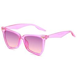 HVTVTLA Trendy glänzende rote Cat-Eye-Sonnenbrille für Damen, übergroße Nietenbrille, Farbverlauf-Gläser, Cat-Eye-Sonnenbrille für Herren, C2, Einheitsgröße von HVTVTLA