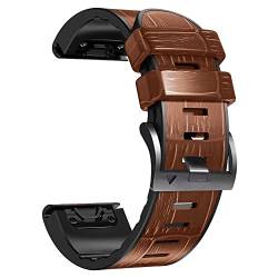 22 x 26 mm Leder-Silikon-Uhrenarmband für Garmin Fenix 6X 6 Pro 7X 7 5 5X Plus Smartwatch Easyfit Armband Correa, 26 mm, Achat von HWGO