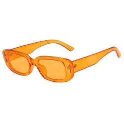 HYYZZC Kleine quadratische Sonnenbrille für Damen, Kunststoffrahmen, orangefarbener Farbverlauf, Sonnenbrille für Damen, UV400, C11Orange, Orange von HYYZZC