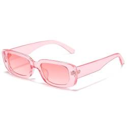 HYYZZC Kleine quadratische Sonnenbrille für Damen, Kunststoffrahmen, orangefarbener Farbverlauf, Sonnenbrille für Damen, UV400, C14Pink, Pink von HYYZZC