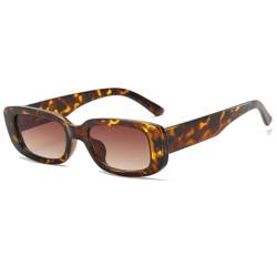 HYYZZC Kleine quadratische Sonnenbrille für Damen, Kunststoffrahmen, orangefarbener Farbverlauf, Sonnenbrille für Damen, UV400, C5Leopard, Braun von HYYZZC