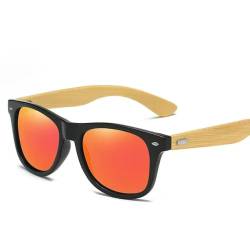 Holz Herren Sonnenbrillen Männlich Autofahren Reiten UV400 Sport Sonnenbrille Brillen Holzbrillen,Orange,Einheitsgröße von HYYZZC