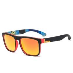 Quadratische polarisierte Sonnenbrille für Herren und Damen, UV400-Schutz, 04 Rot verspiegelt, polarisierte Sonnenbrille von HYYZZC