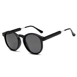 Sonnenbrille Damen Herren Rund Transparent Sonnenbrille UV400,C1 Schwarz Grau von HYYZZC