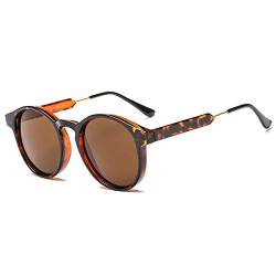 Sonnenbrille Damen Herren Rund Transparent Sonnenbrille UV400,c6 Leopard braun von HYYZZC