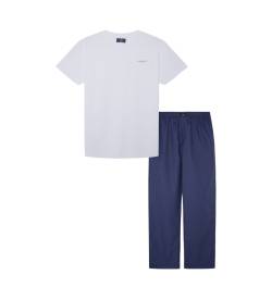 Hackett London für Herren. HMU20040 Pyjamas Gem weiß, marineblau (XXL), Heimtextilien, Baumwolle, Kurzarm von Hackett London