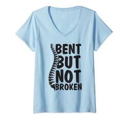 Damen Gebogen, aber nicht gebrochen, Rückenchirurgie, Skoliose-Bewusstsein T-Shirt mit V-Ausschnitt von Hadley Designs