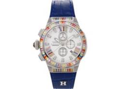 Chronograph HAEMMER GERMANY "ALISA, GR-005", blau (dunkelblau), Armbanduhren, Damen, Quarzuhr, Damenuhr, Datum, Stoppfunktion, Saphirglas, Lederarmband von Haemmer Germany