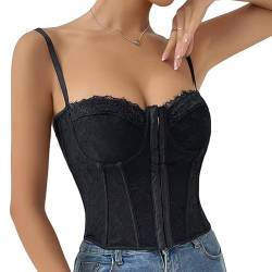 Haibang Corsage Damen Punk Blumenspitze Bustier Korsett Sexy Spaghettiträger Crop Top Spitze Push Up Bralette Shapewear Party Club Tank Weste Camisole von Haibang