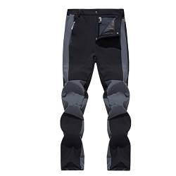 HaicoM Wasserdichte Überhose Herren Wanderhose Slim Fit Arbeitshose Herren Ski Schneehose Berg Winterhose Herren Fleece Thermo Warm Leicht Gerade Lange Hose mit Taschen, Schwarz , XXXX-Large von HaicoM