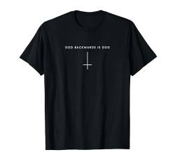 Gott rückwärts ist ein Hund, umgekehrtes Kreuz - Minimalist Satan T-Shirt von Hail Satan 666 Occult Atheist Apparel Gifts