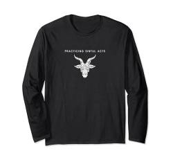 Practicing Sinful Acts Baphomet - Minimalistisches Pentagramm Satan Langarmshirt von Hail Satan 666 Occult Atheist Apparel Gifts