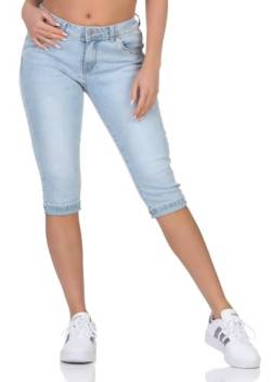 Hailys Damen Capri Jeans Shorts Slim Je44mmi knielange Jeanshose QI-PO2206042 LBlue XXL von Hailys