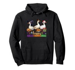 Happy Hallothanksxmas Ente Halloween Thanksgiving Weihnachten Pullover Hoodie von Hallothanksxmas Halloween Thanksgiving Christmas