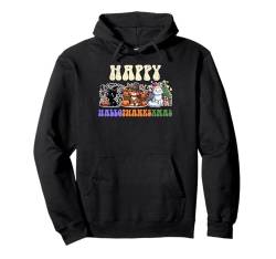 Happy Hallothanksxmas Katze Halloween Thanksgiving Weihnachten Pullover Hoodie von Hallothanksxmas Halloween Thanksgiving Christmas