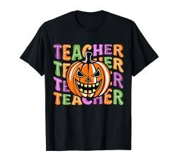 Kürbis Lehrer Retro Halloween Groovy Kostüm Herren Damen T-Shirt von Halloween Adult Costume