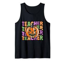 Kürbis Lehrer Retro Halloween Groovy Kostüm Herren Damen Tank Top von Halloween Adult Costume