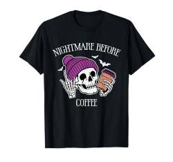 Nightmare Before Coffee Skelett Retro Halloween Groovy T-Shirt von Halloween Adult Costume