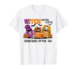 Witchy Before Coffee Retro Halloween Groovy Kostüm Erwachsene T-Shirt von Halloween Adult Costume