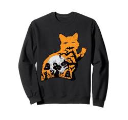 Hexenkatze Halloween Design Gruselige schwarze Fledermäuse Geist Kürbis Sweatshirt von Halloween Cat Design Men Women Kids