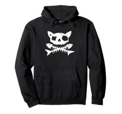 Katze, Pirat, Halloween-Design, gruseliger Totenkopf und gekreuzte Knochen Pullover Hoodie von Halloween Cat Design Men Women Kids