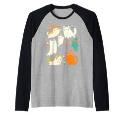 Süßes schwarzes Katzengeisterhexe Halloween-Kostüm für Katzenliebhaber Raglan von Halloween Cat For Men Women Girls Kids Spooky co.