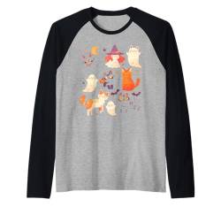 Süßes schwarzes Katzengeisterhexe Halloween-Kostüm für Katzenliebhaber Raglan von Halloween Cat For Men Women Girls Kids Spooky co.