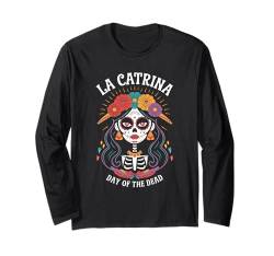 La Catrina Damen Blumen Dia de Los Muertos Tag der Toten Langarmshirt von Halloween Cinco de Mayo Boys Girls Men Women Tees