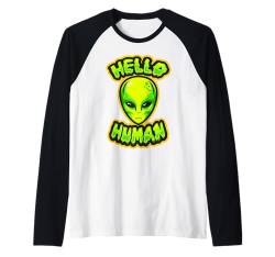 Hello Human Alien Halloween Kostüm Papa Mama Papa Männer Frauen Raglan von Halloween Costume Men Women Kids Toddler Boy Girl