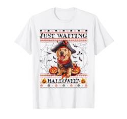 Funny Just Waiting For Halloween Golden Retriever Pirate T-Shirt von Halloween Costume Spooky Season Men Women Kids