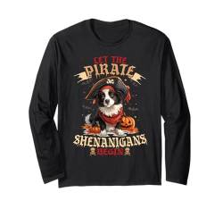 Let The Pirate Shenanigans Begin Border Collie Halloween Langarmshirt von Halloween Costume Spooky Season Men Women Kids